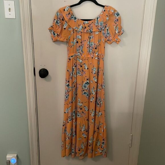 Vero Moda Vibrant Orange Floral Maxi Dress - Picture 3 of 3